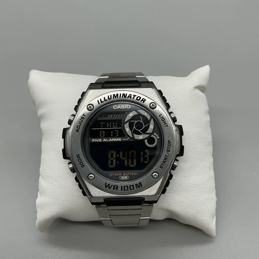 Casio Illuminator 3487 MWD-100H Mens Watch 51mm Black Digital Stainless Alarm